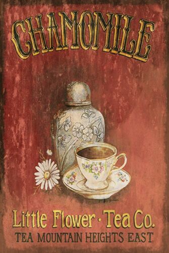 Chamomile Tea - Panneau métallique de style rétro et